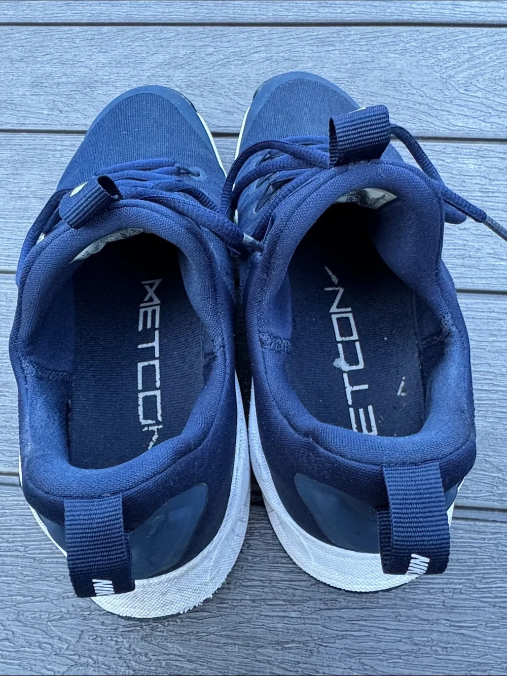 Nike Men's Navy Blue and White Metcon Sneakers Size 8